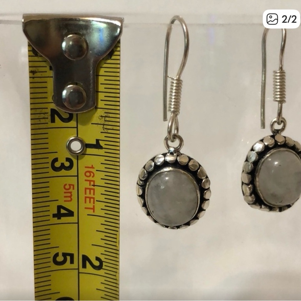 Moonstone dangle earrings sterling silver - Picture 2 of 2
